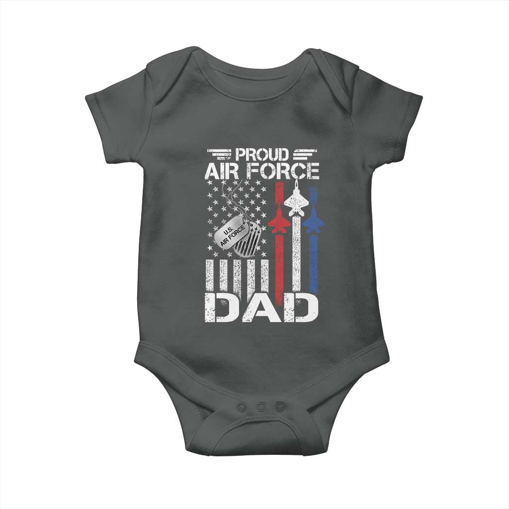 Proud Air Force Dad Baby Onesie Military Army Father Vintage American Flag