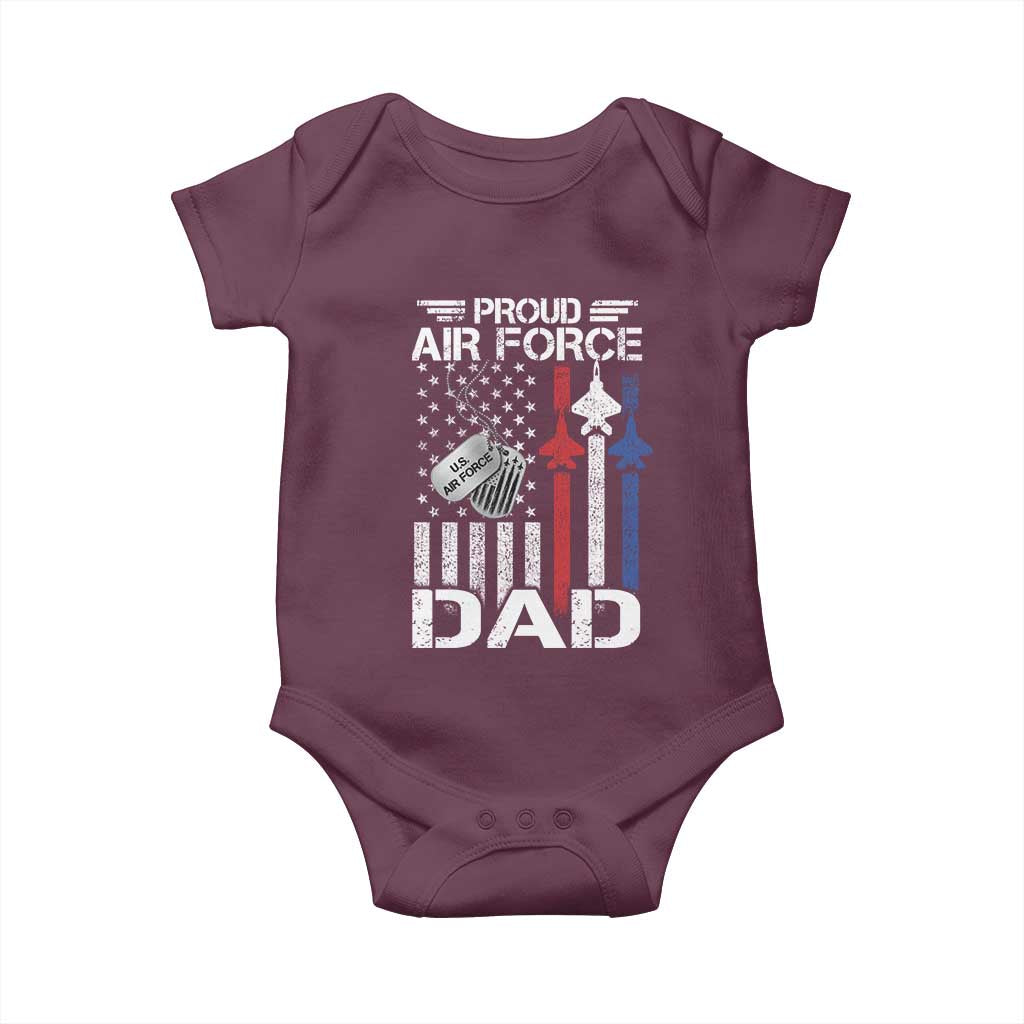 Proud Air Force Dad Baby Onesie Military Army Father Vintage American Flag