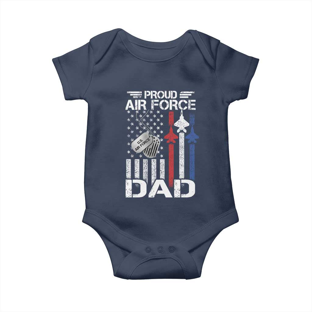 Proud Air Force Dad Baby Onesie Military Army Father Vintage American Flag