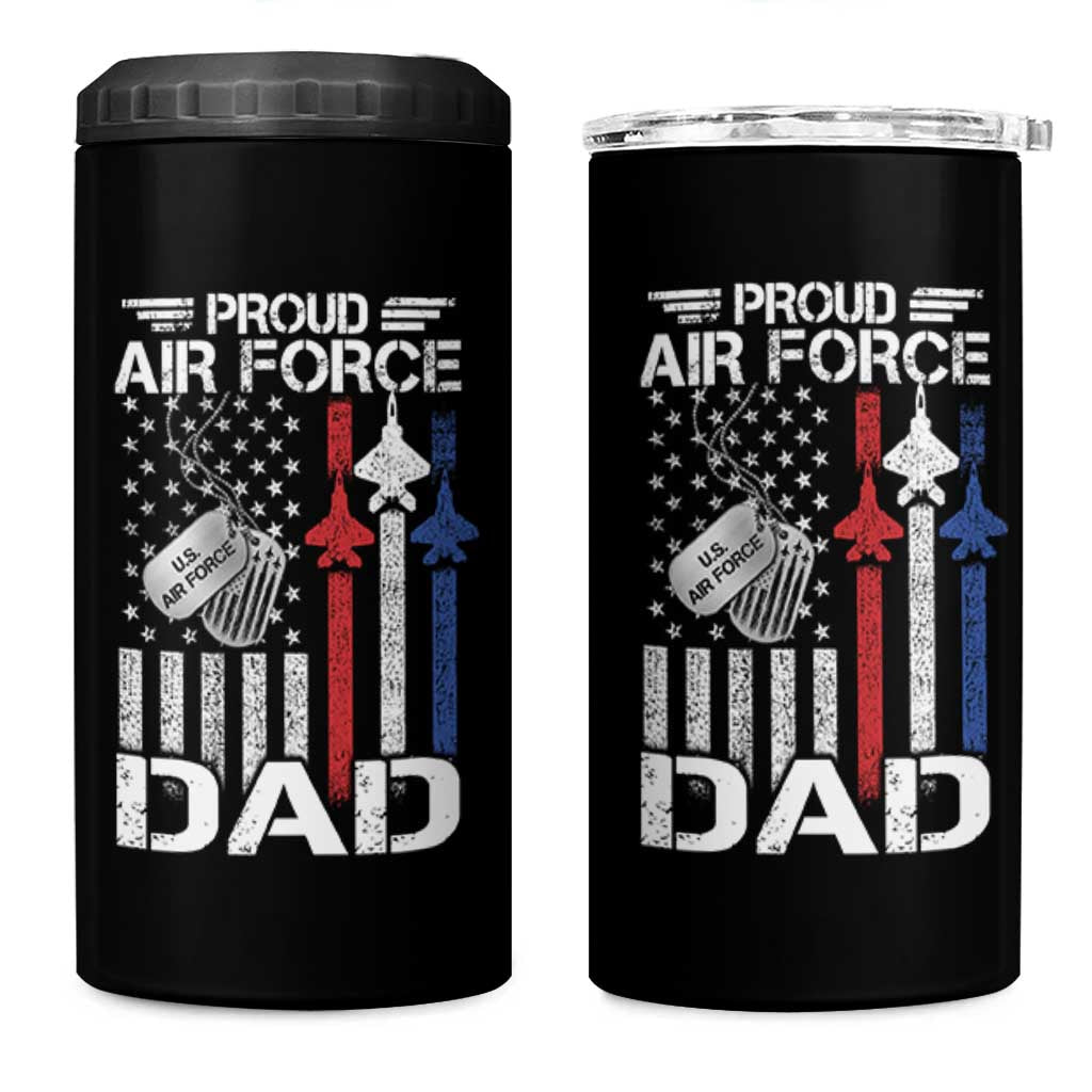 Proud Air Force Dad 4 in 1 Can Cooler Tumbler Military Army Father Vintage American Flag