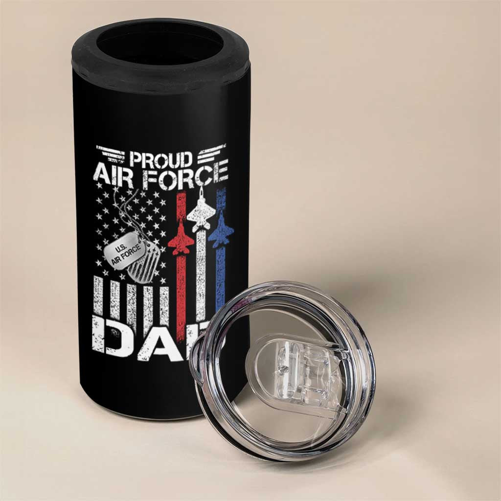 Proud Air Force Dad 4 in 1 Can Cooler Tumbler Military Army Father Vintage American Flag