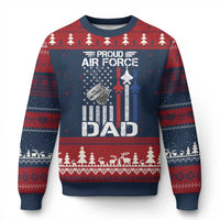 Proud Air Force Dad Ugly Christmas Sweater Military Army Father Vintage American Flag