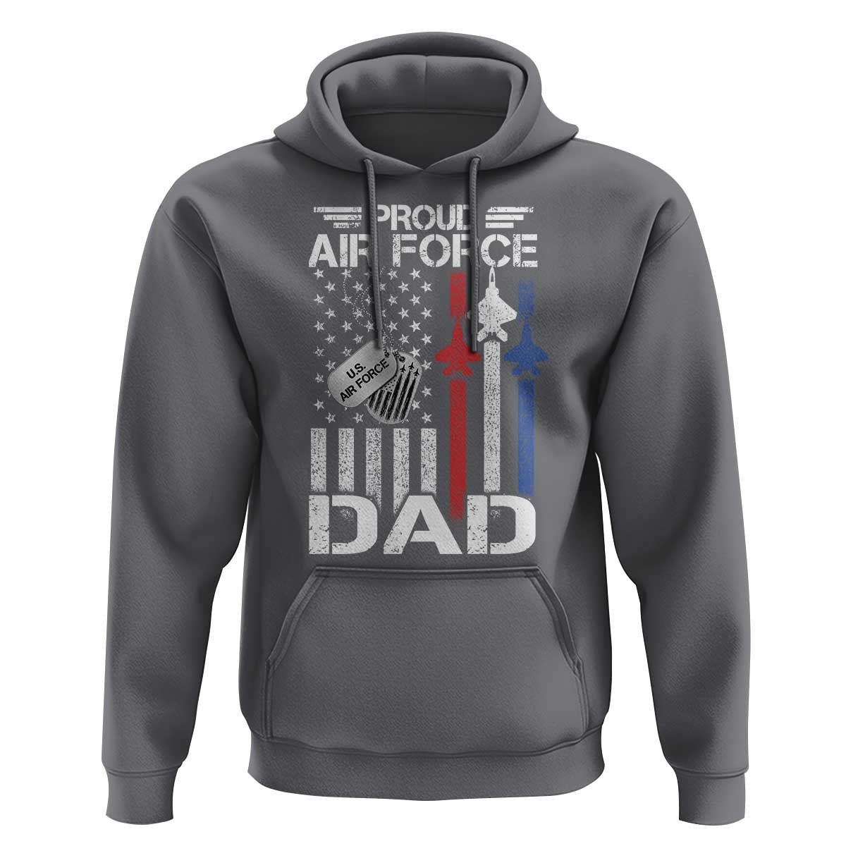 Proud Air Force Dad Hoodie Military Army Father Vintage American Flag