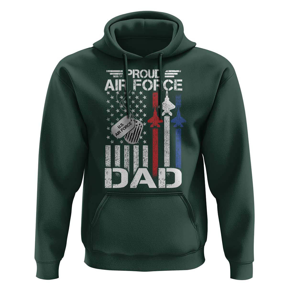 Proud Air Force Dad Hoodie Military Army Father Vintage American Flag