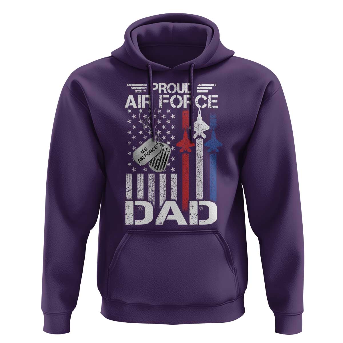 Proud Air Force Dad Hoodie Military Army Father Vintage American Flag