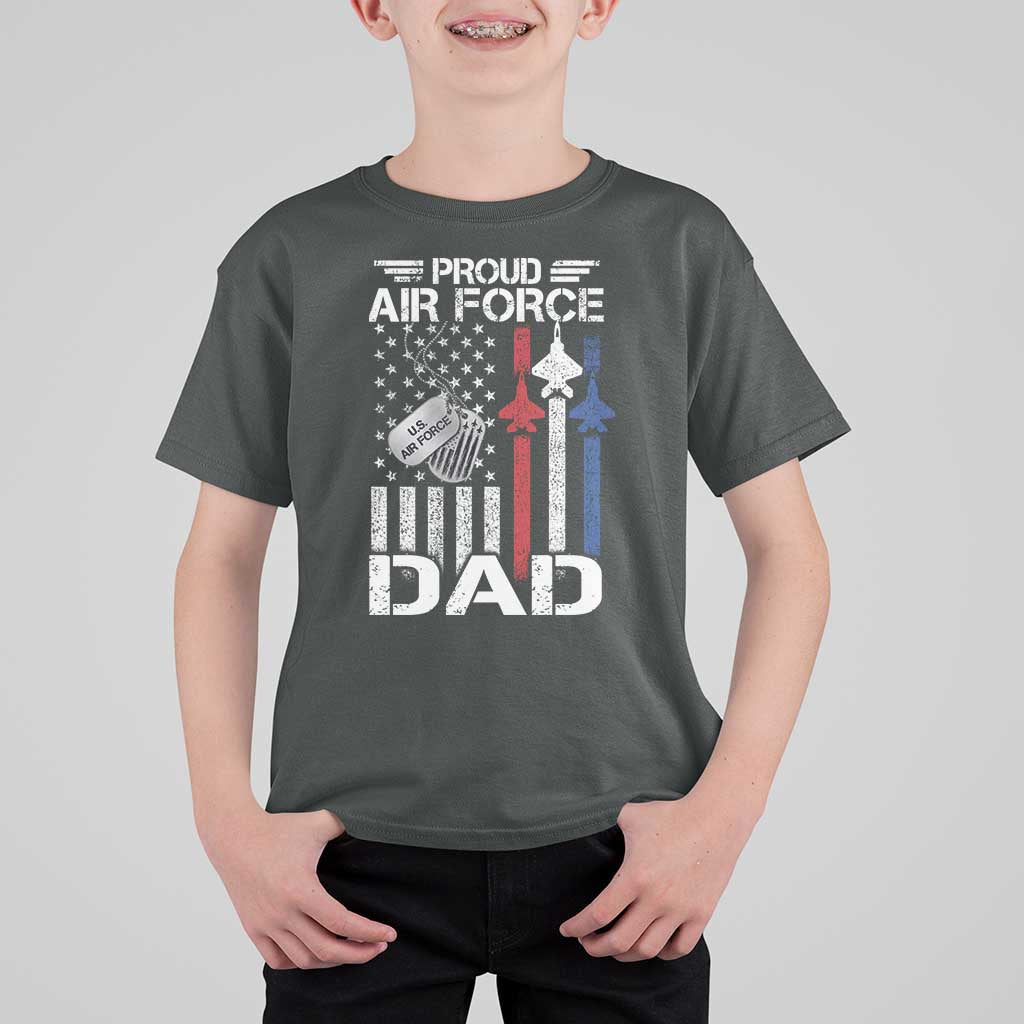 Proud Air Force Dad T Shirt For Kid Military Army Father Vintage American Flag