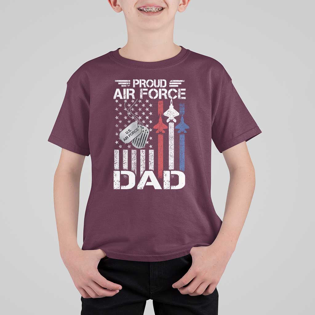 Proud Air Force Dad T Shirt For Kid Military Army Father Vintage American Flag