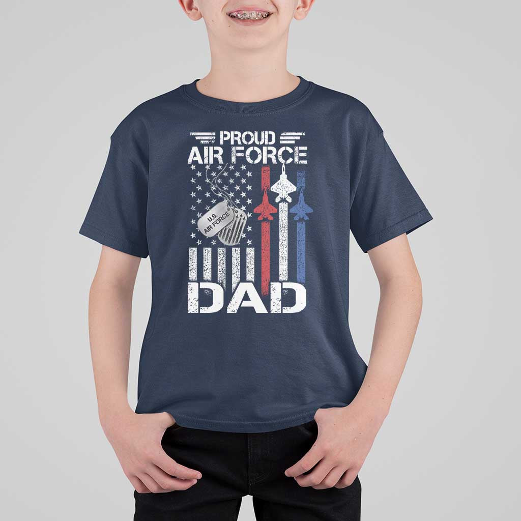 Proud Air Force Dad T Shirt For Kid Military Army Father Vintage American Flag