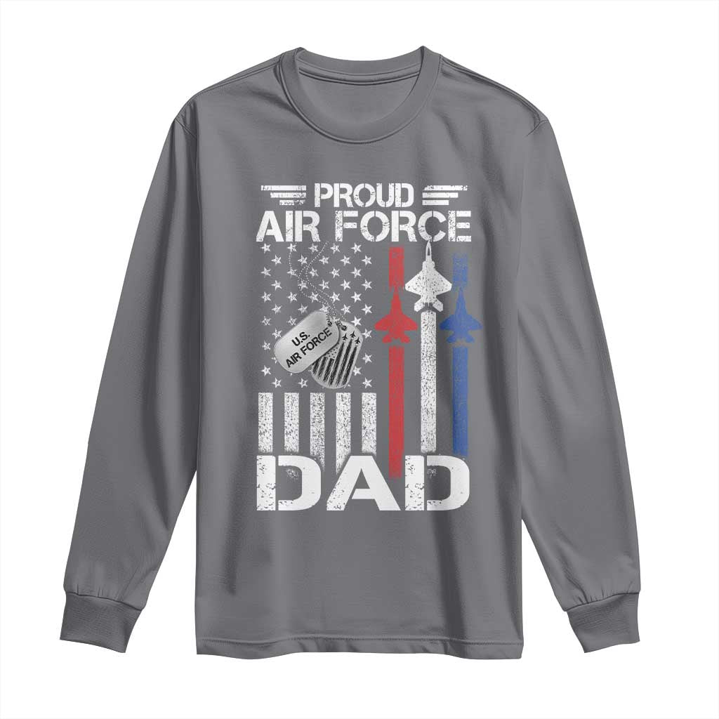 Proud Air Force Dad Long Sleeve Shirt Military Army Father Vintage American Flag