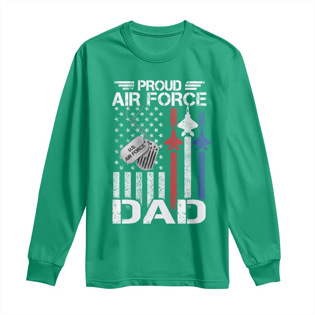 Proud Air Force Dad Long Sleeve Shirt Military Army Father Vintage American Flag
