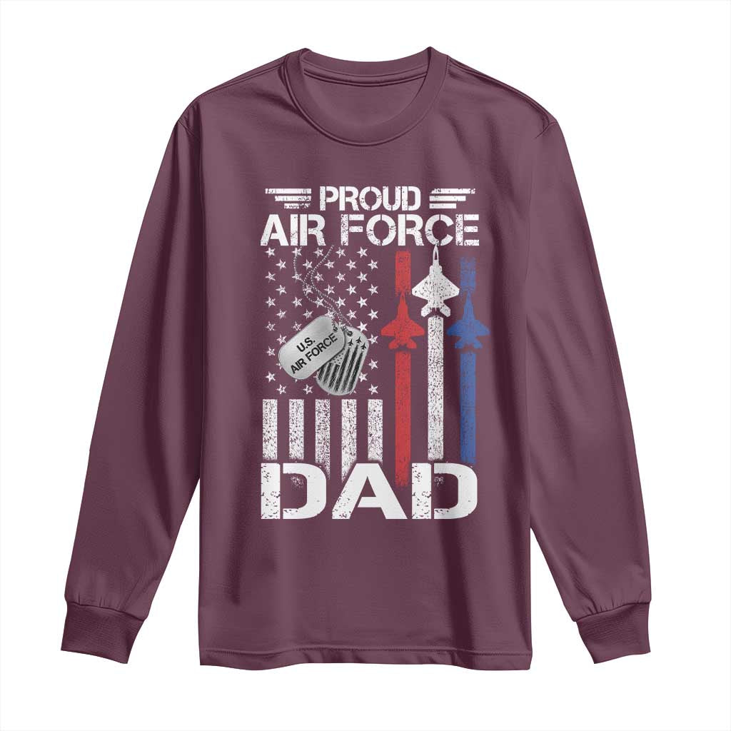 Proud Air Force Dad Long Sleeve Shirt Military Army Father Vintage American Flag
