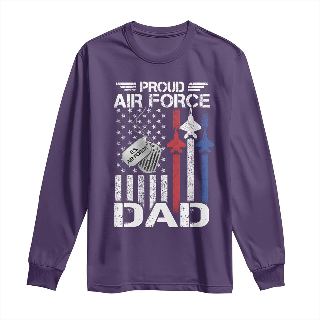 Proud Air Force Dad Long Sleeve Shirt Military Army Father Vintage American Flag