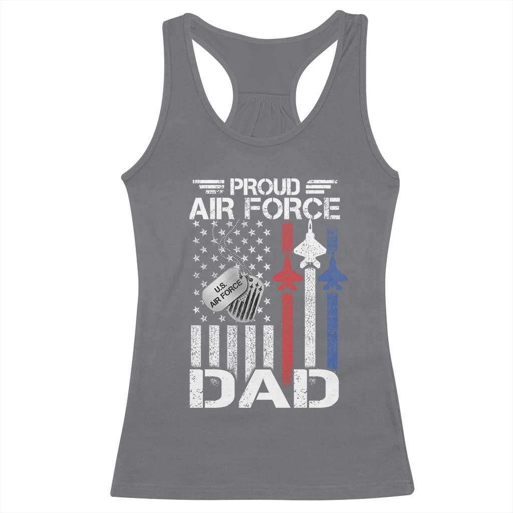 Proud Air Force Dad Racerback Tank Top Military Army Father Vintage American Flag