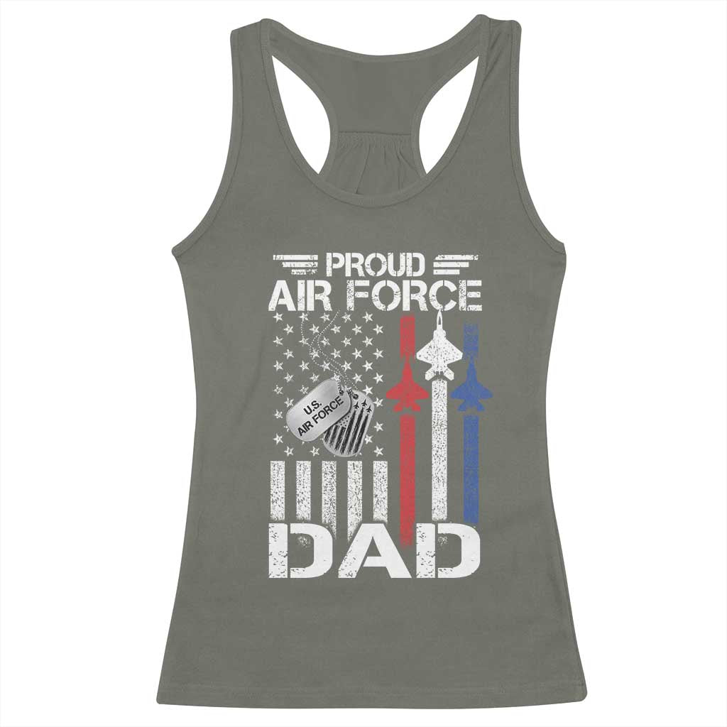 Proud Air Force Dad Racerback Tank Top Military Army Father Vintage American Flag