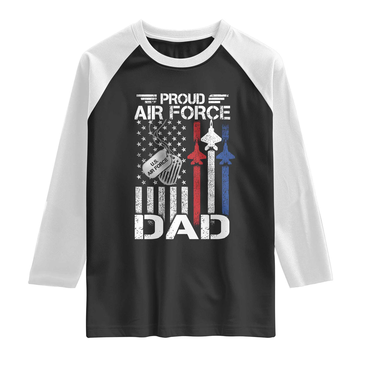 Proud Air Force Dad Raglan Shirt Military Army Father Vintage American Flag