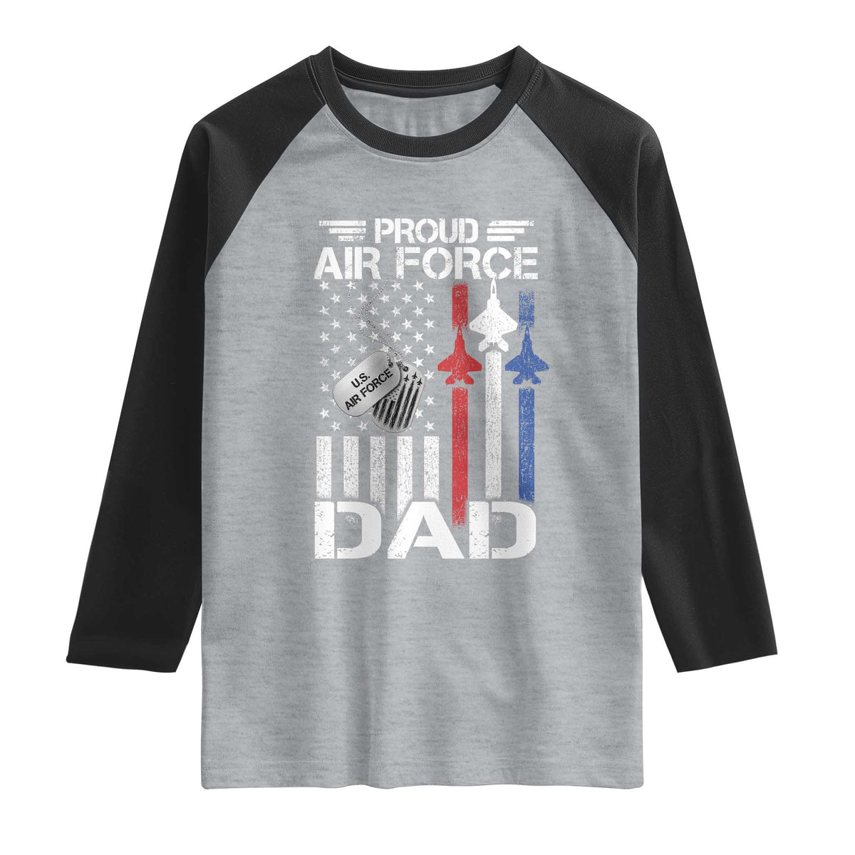Proud Air Force Dad Raglan Shirt Military Army Father Vintage American Flag