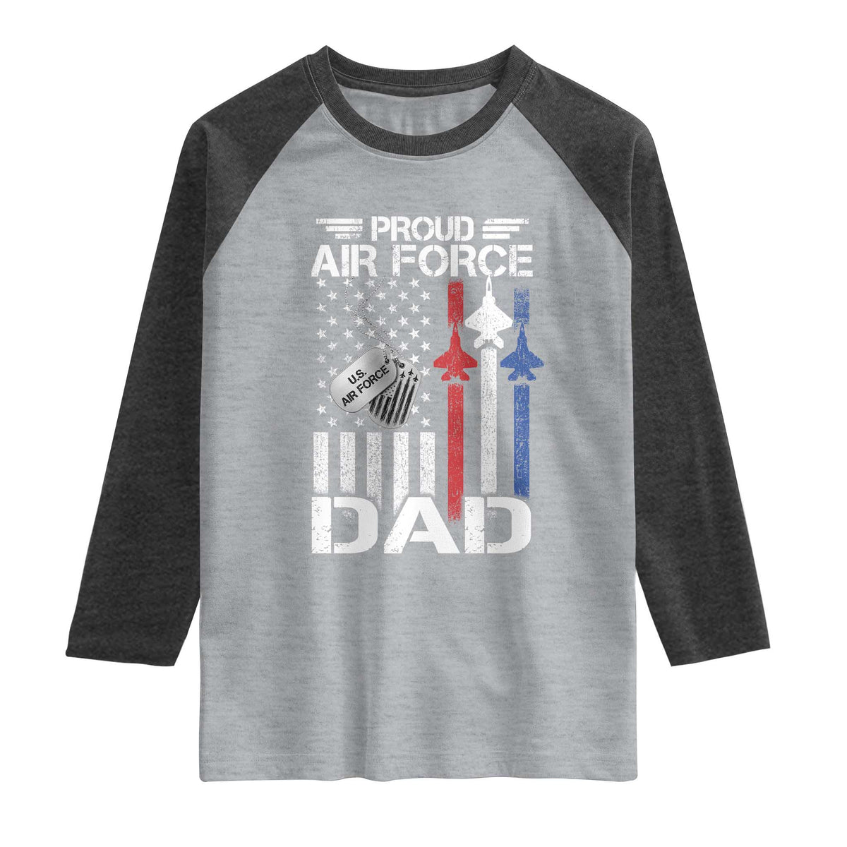 Proud Air Force Dad Raglan Shirt Military Army Father Vintage American Flag