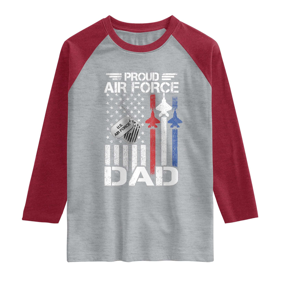 Proud Air Force Dad Raglan Shirt Military Army Father Vintage American Flag