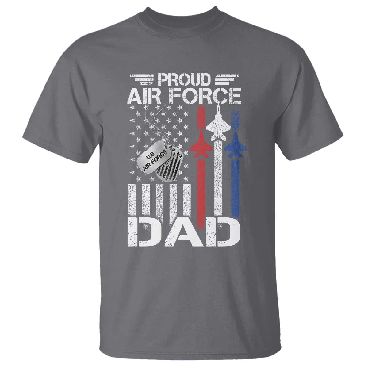 Proud Air Force Dad T Shirt Military Army Father Vintage American Flag