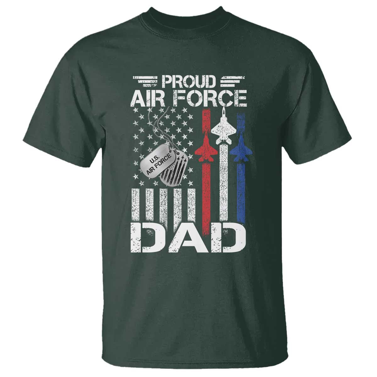 Proud Air Force Dad T Shirt Military Army Father Vintage American Flag