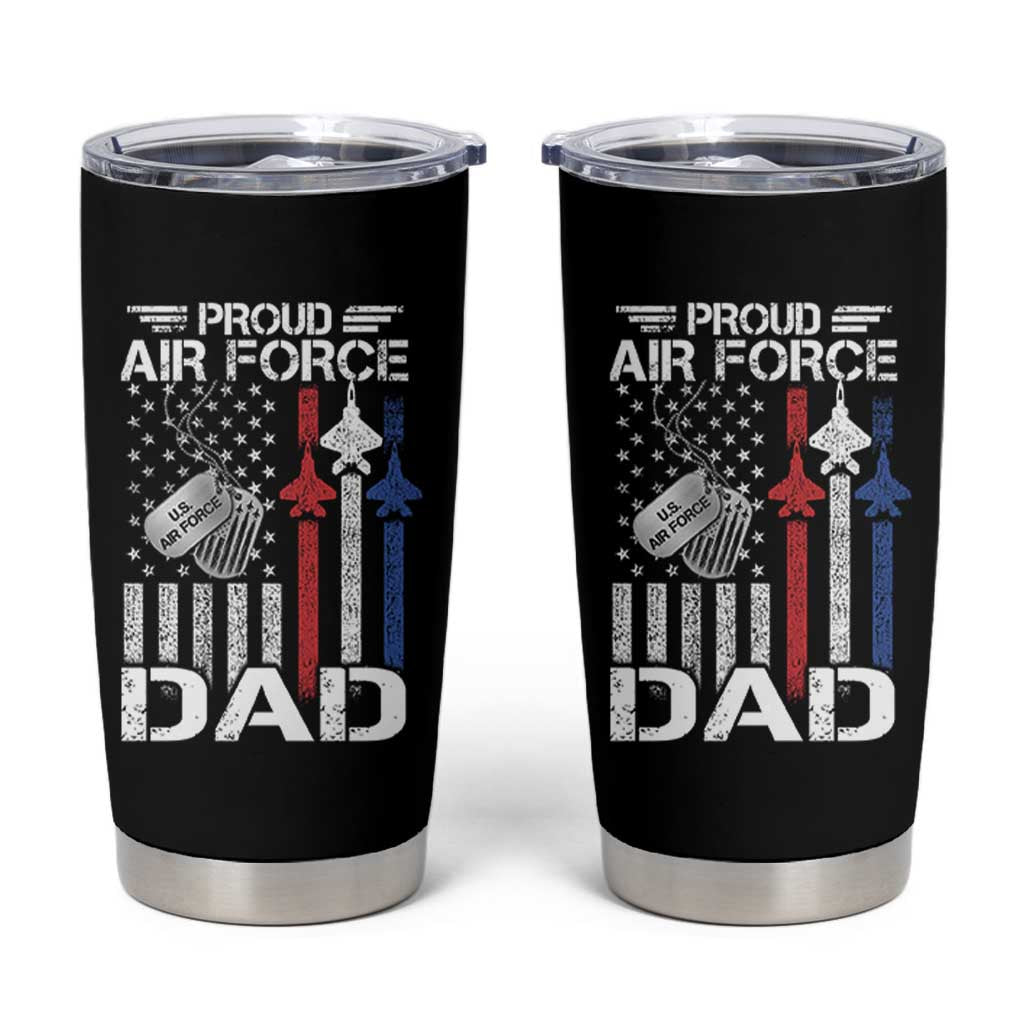 Proud Air Force Dad Tumbler Cup Military Army Father Vintage American Flag
