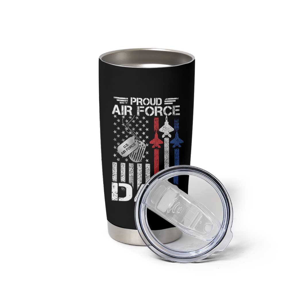 Proud Air Force Dad Tumbler Cup Military Army Father Vintage American Flag