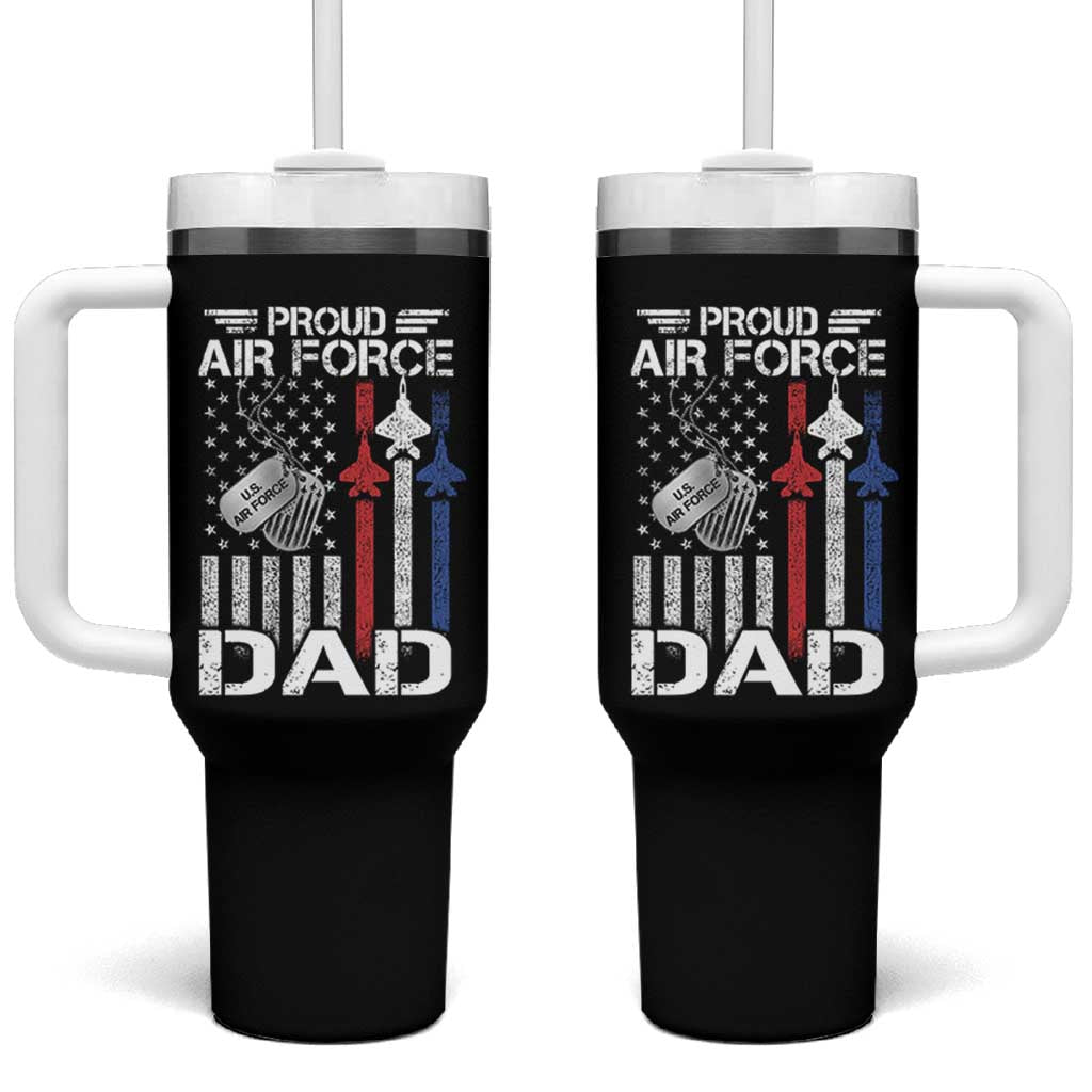 Proud Air Force Dad Tumbler With Handle Military Army Father Vintage American Flag