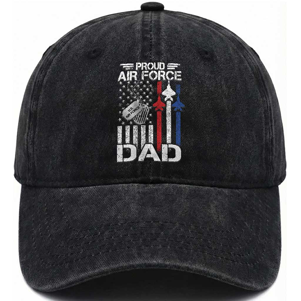 Proud Air Force Dad Washed Cotton Baseball Cap Military Army Father Vintage American Flag