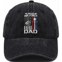 Proud Air Force Dad Washed Cotton Baseball Cap Military Army Father Vintage American Flag
