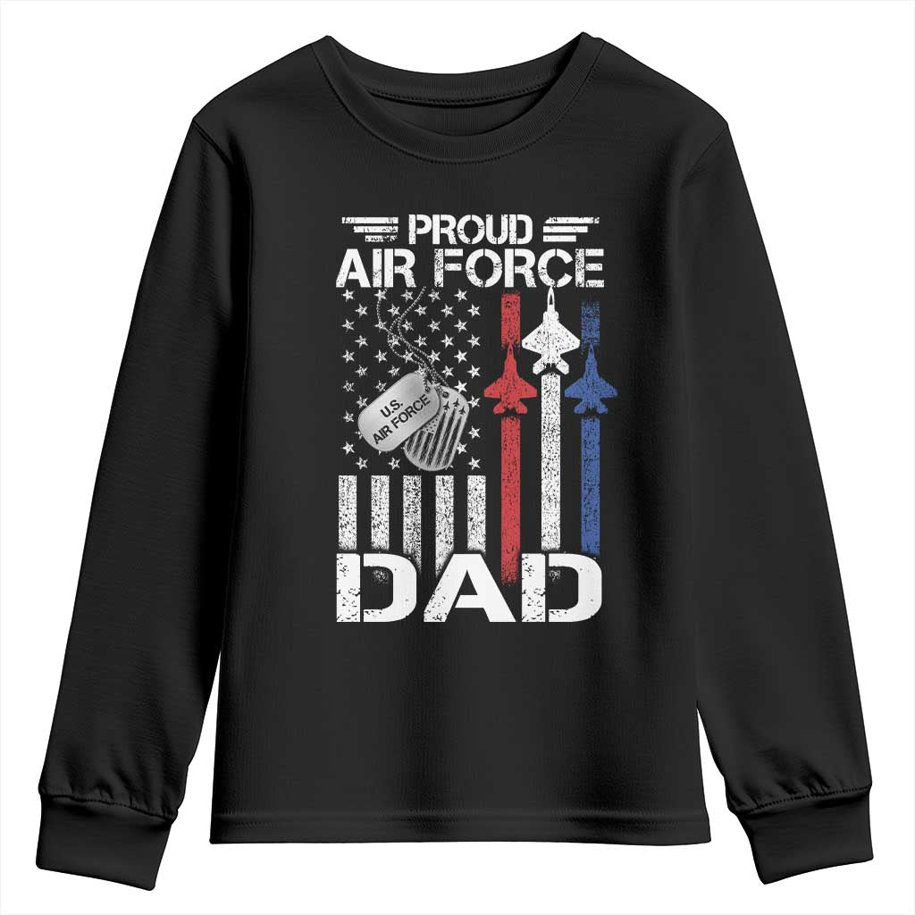 Proud Air Force Dad Youth Sweatshirt Military Army Father Vintage American Flag
