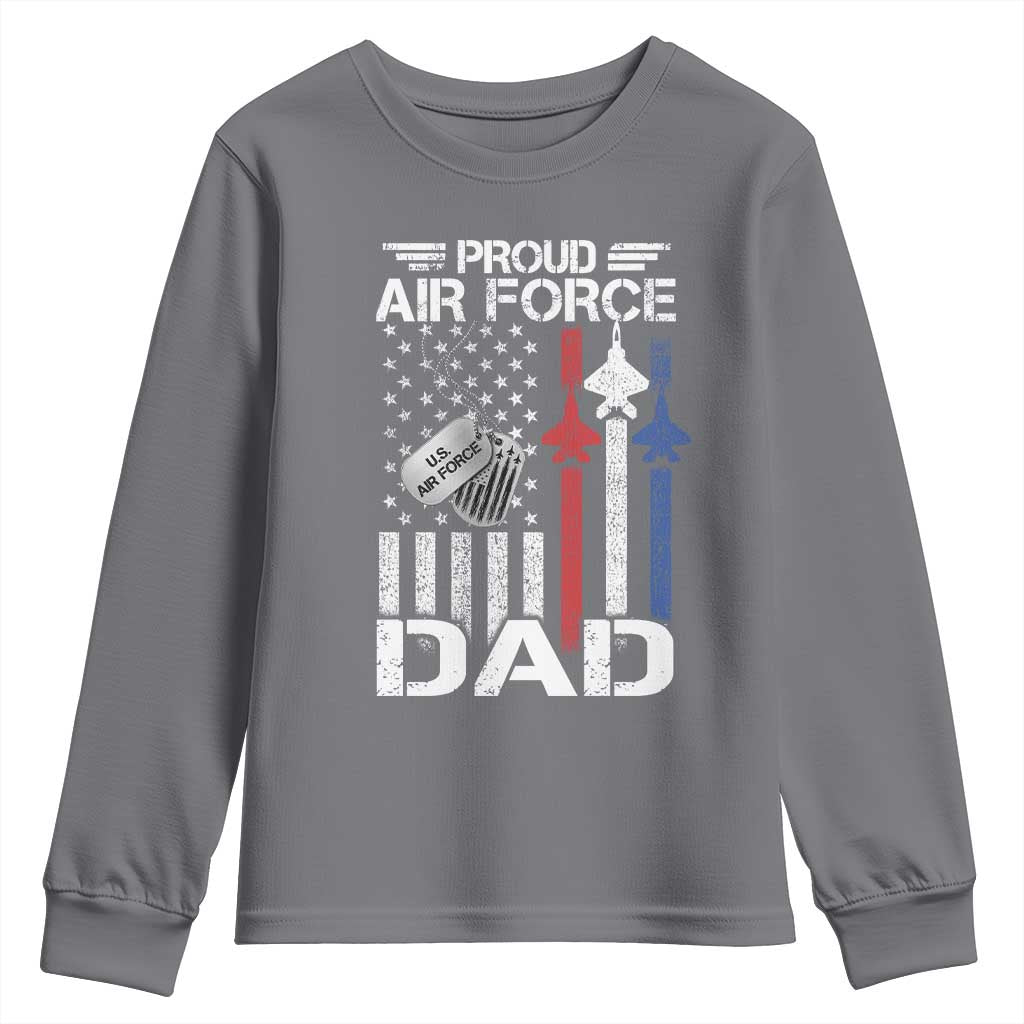 Proud Air Force Dad Youth Sweatshirt Military Army Father Vintage American Flag