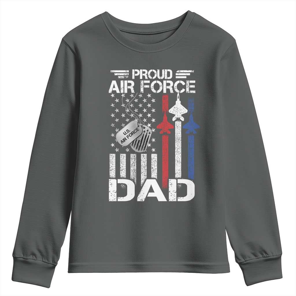 Proud Air Force Dad Youth Sweatshirt Military Army Father Vintage American Flag