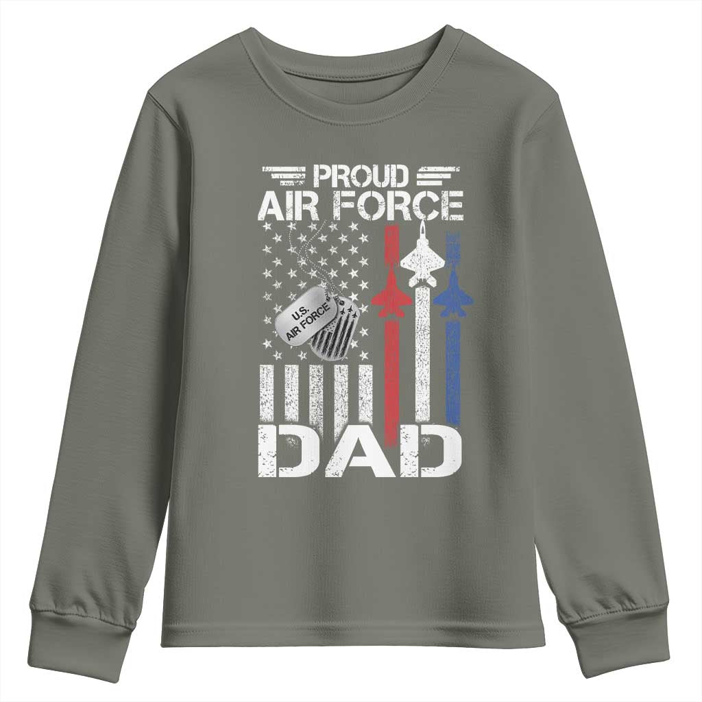 Proud Air Force Dad Youth Sweatshirt Military Army Father Vintage American Flag