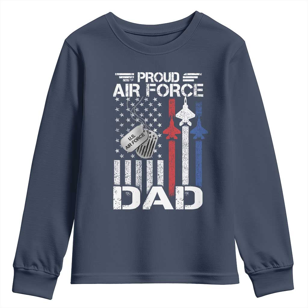 Proud Air Force Dad Youth Sweatshirt Military Army Father Vintage American Flag