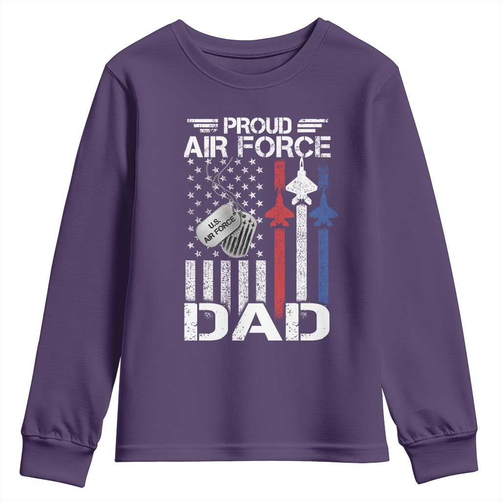 Proud Air Force Dad Youth Sweatshirt Military Army Father Vintage American Flag