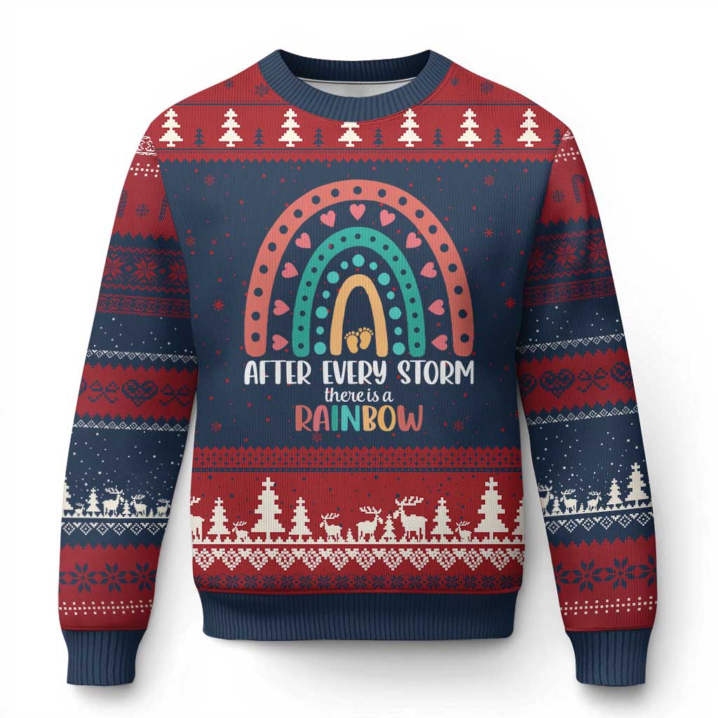 After Every Storm There Is A Rainbow Ugly Christmas Sweater Pregnancy Announcement