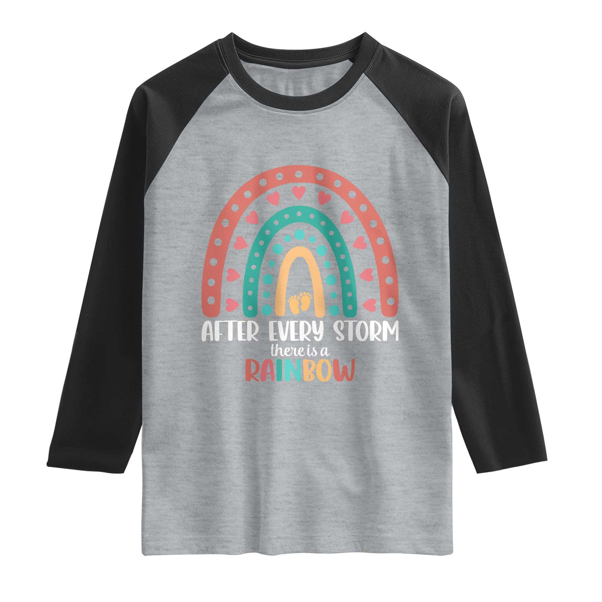 After Every Storm There Is A Rainbow Raglan Shirt Pregnancy Announcement