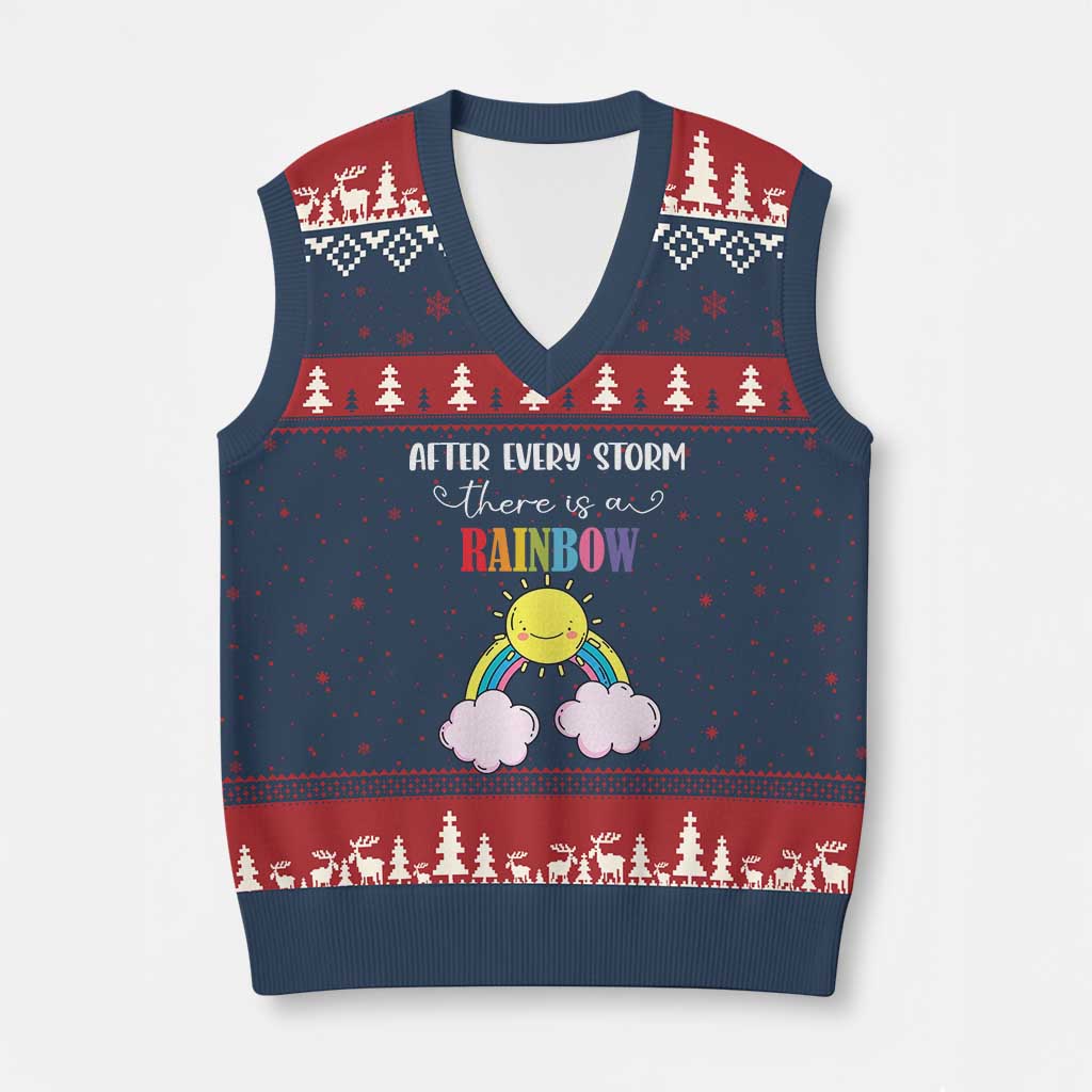 After Every Storm There Is A Rainbow V-Neck Knit Sweater Vest Sentimental Pregnancy Announcement