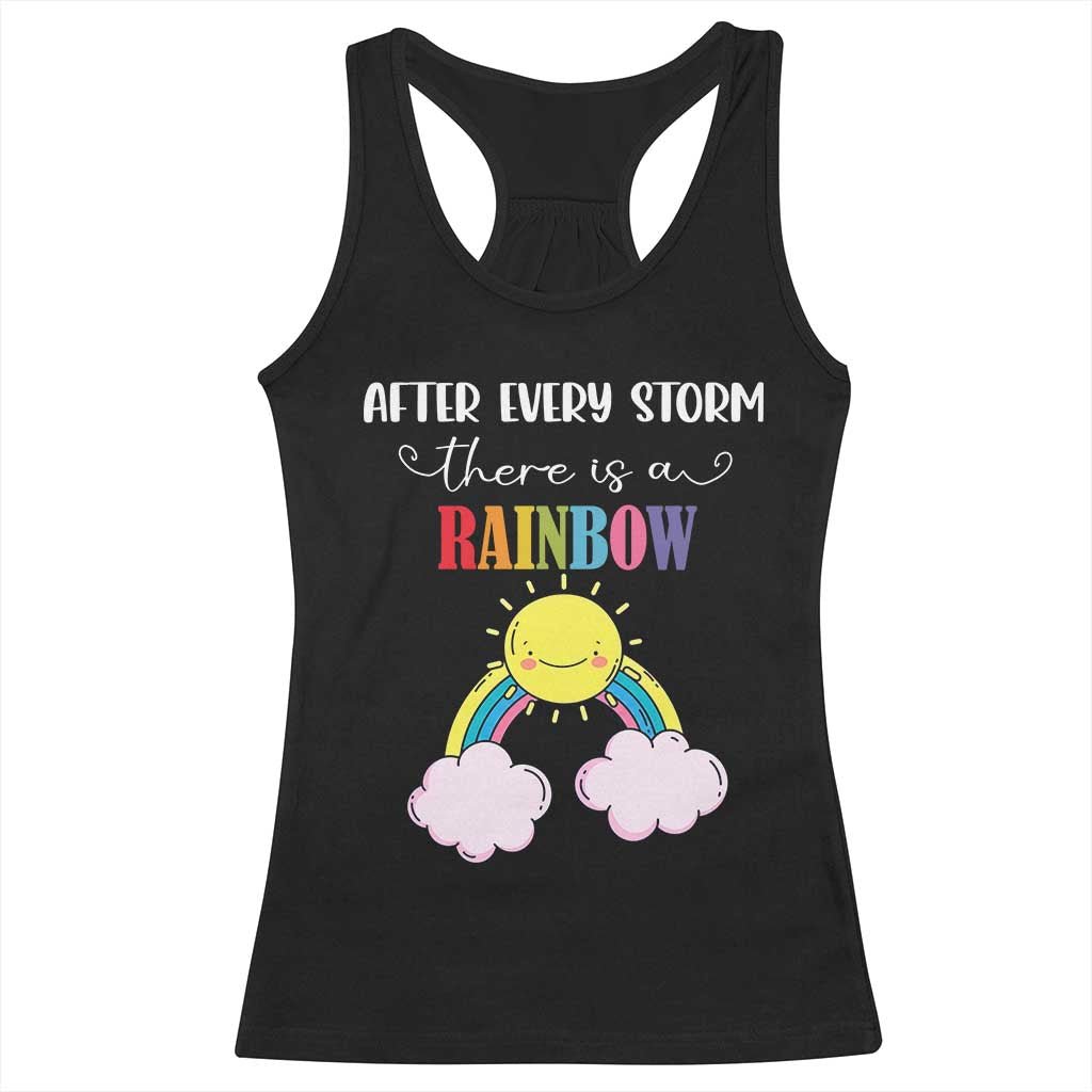 After Every Storm There Is A Rainbow Racerback Tank Top Sentimental Pregnancy Announcement