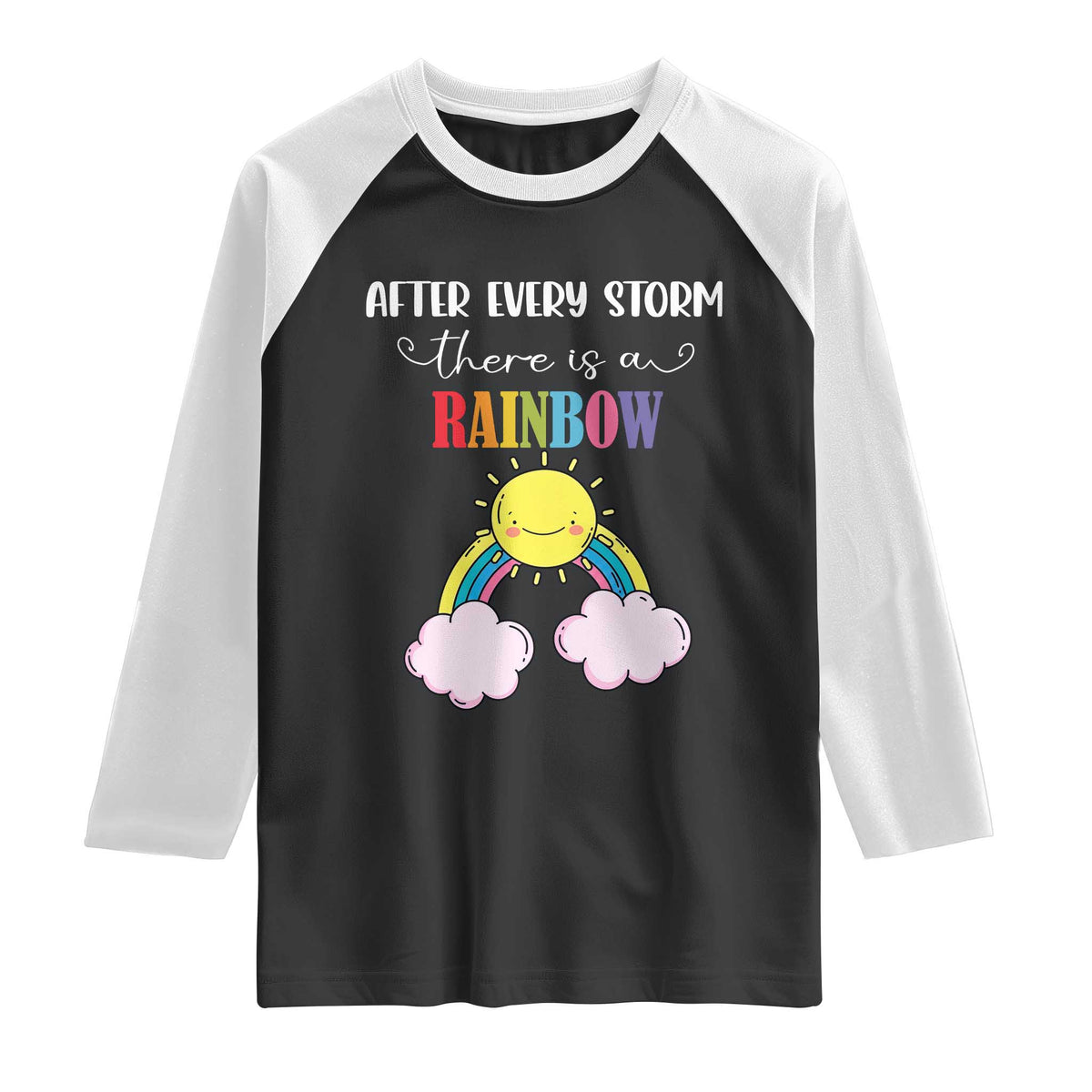 After Every Storm There Is A Rainbow Raglan Shirt Sentimental Pregnancy Announcement