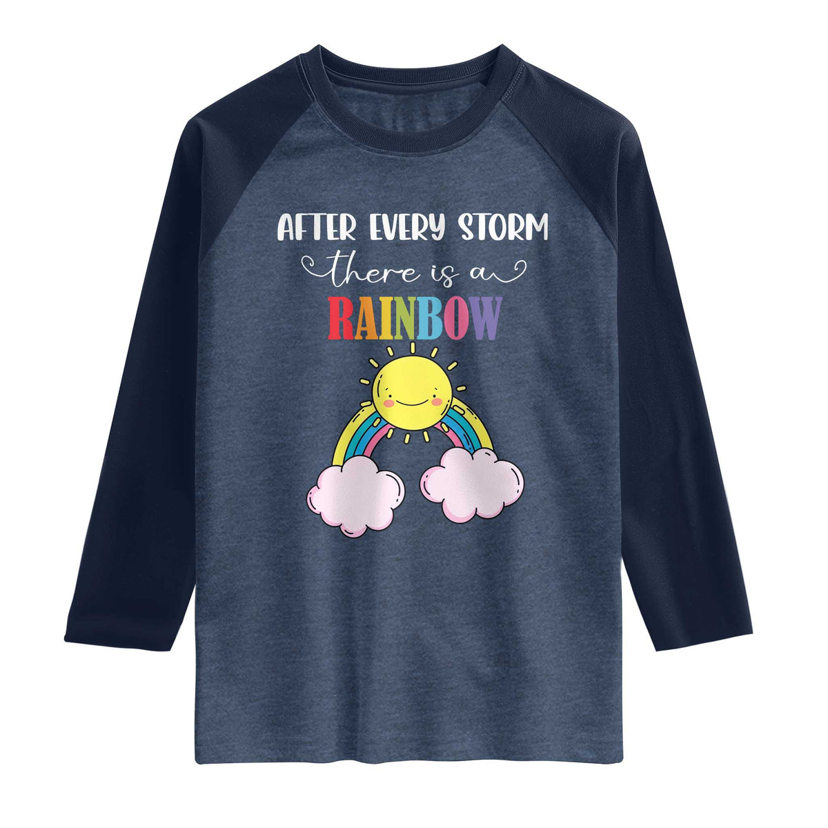 After Every Storm There Is A Rainbow Raglan Shirt Sentimental Pregnancy Announcement