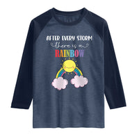 After Every Storm There Is A Rainbow Raglan Shirt Sentimental Pregnancy Announcement