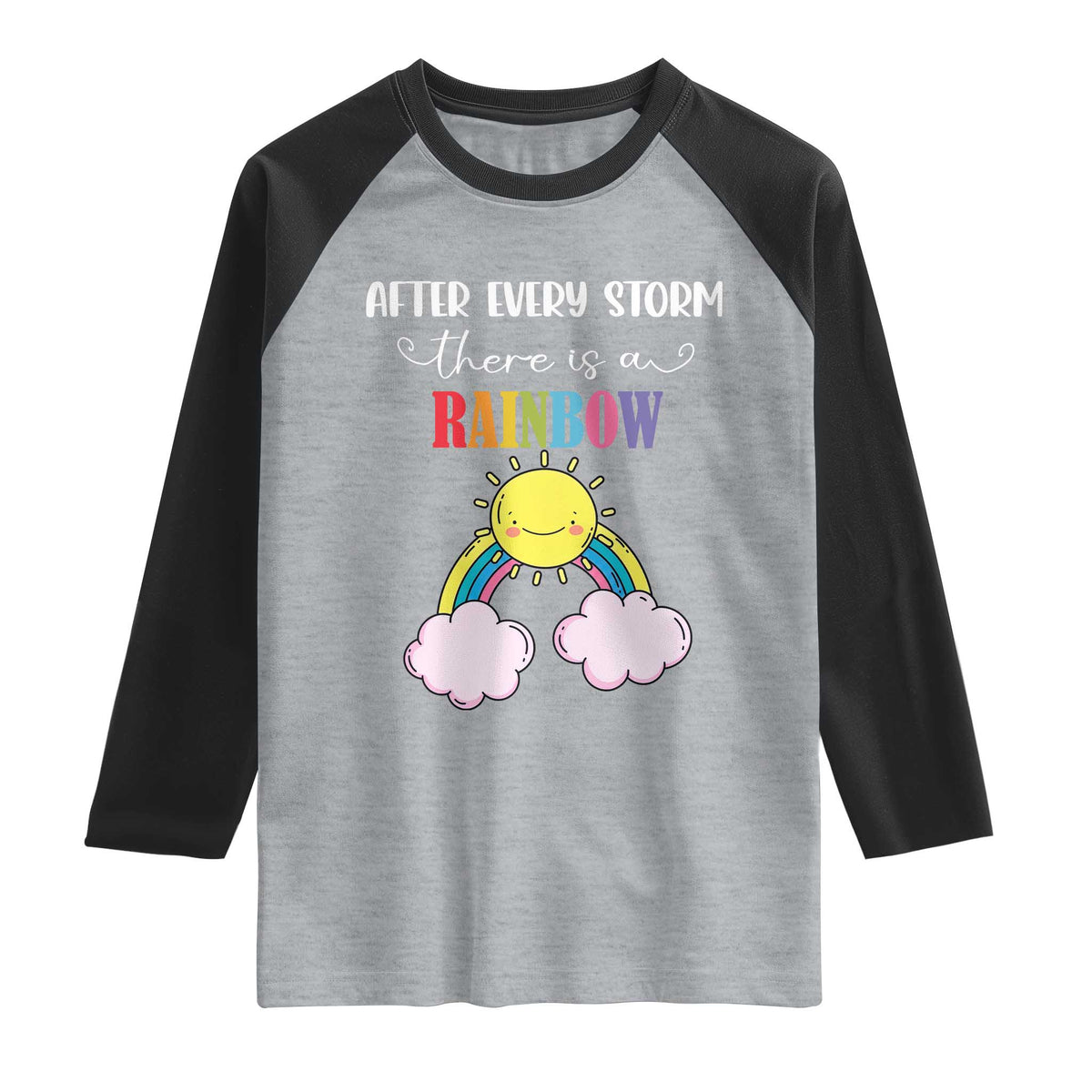 After Every Storm There Is A Rainbow Raglan Shirt Sentimental Pregnancy Announcement