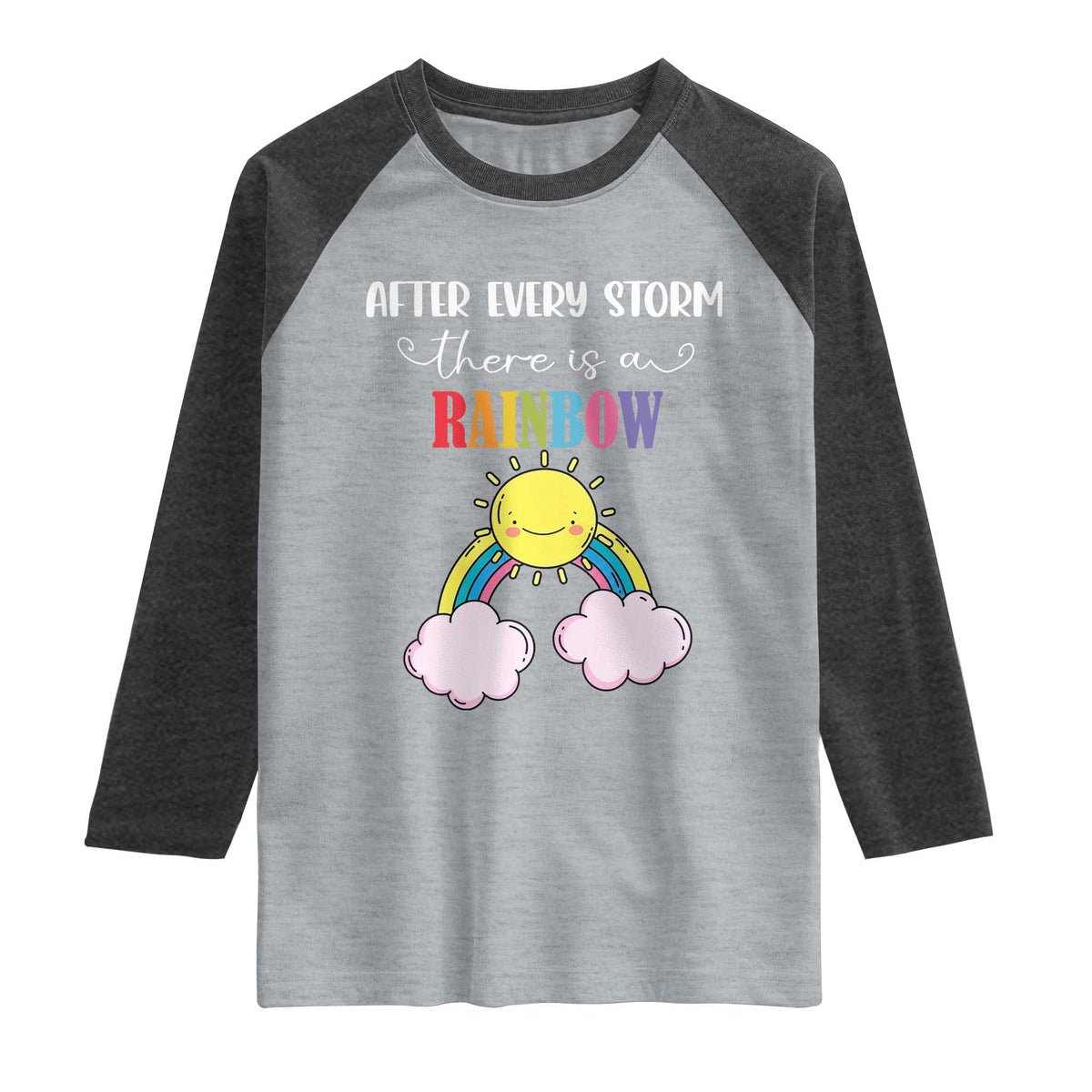 After Every Storm There Is A Rainbow Raglan Shirt Sentimental Pregnancy Announcement
