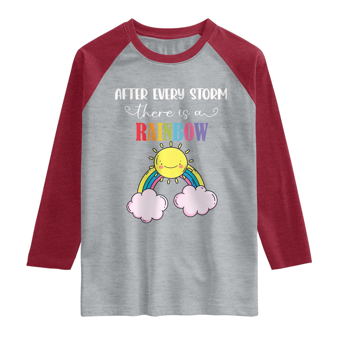After Every Storm There Is A Rainbow Raglan Shirt Sentimental Pregnancy Announcement