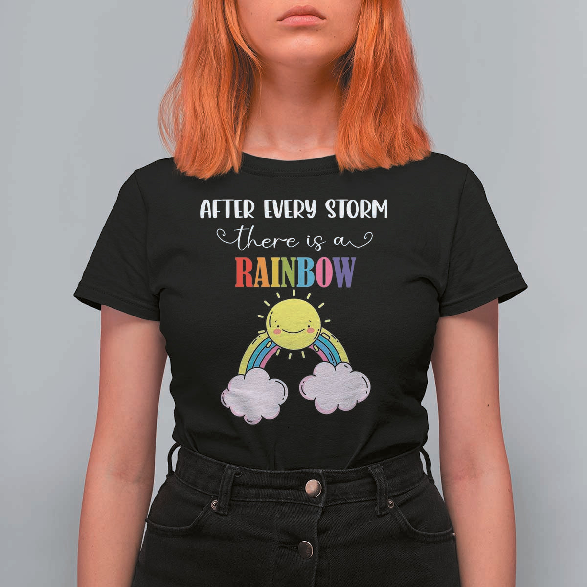 After Every Storm There Is A Rainbow T Shirt For Women Sentimental Pregnancy Announcement