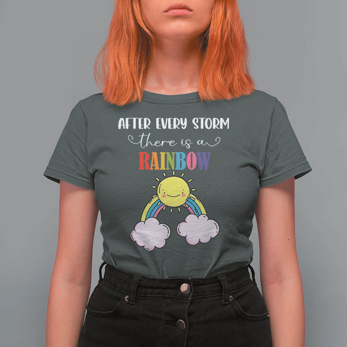 After Every Storm There Is A Rainbow T Shirt For Women Sentimental Pregnancy Announcement