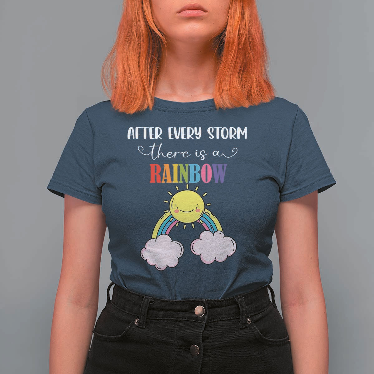 After Every Storm There Is A Rainbow T Shirt For Women Sentimental Pregnancy Announcement