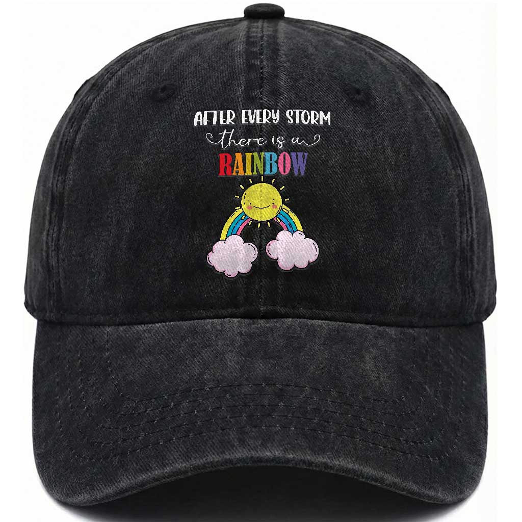 After Every Storm There Is A Rainbow Washed Cotton Baseball Cap Sentimental Pregnancy Announcement