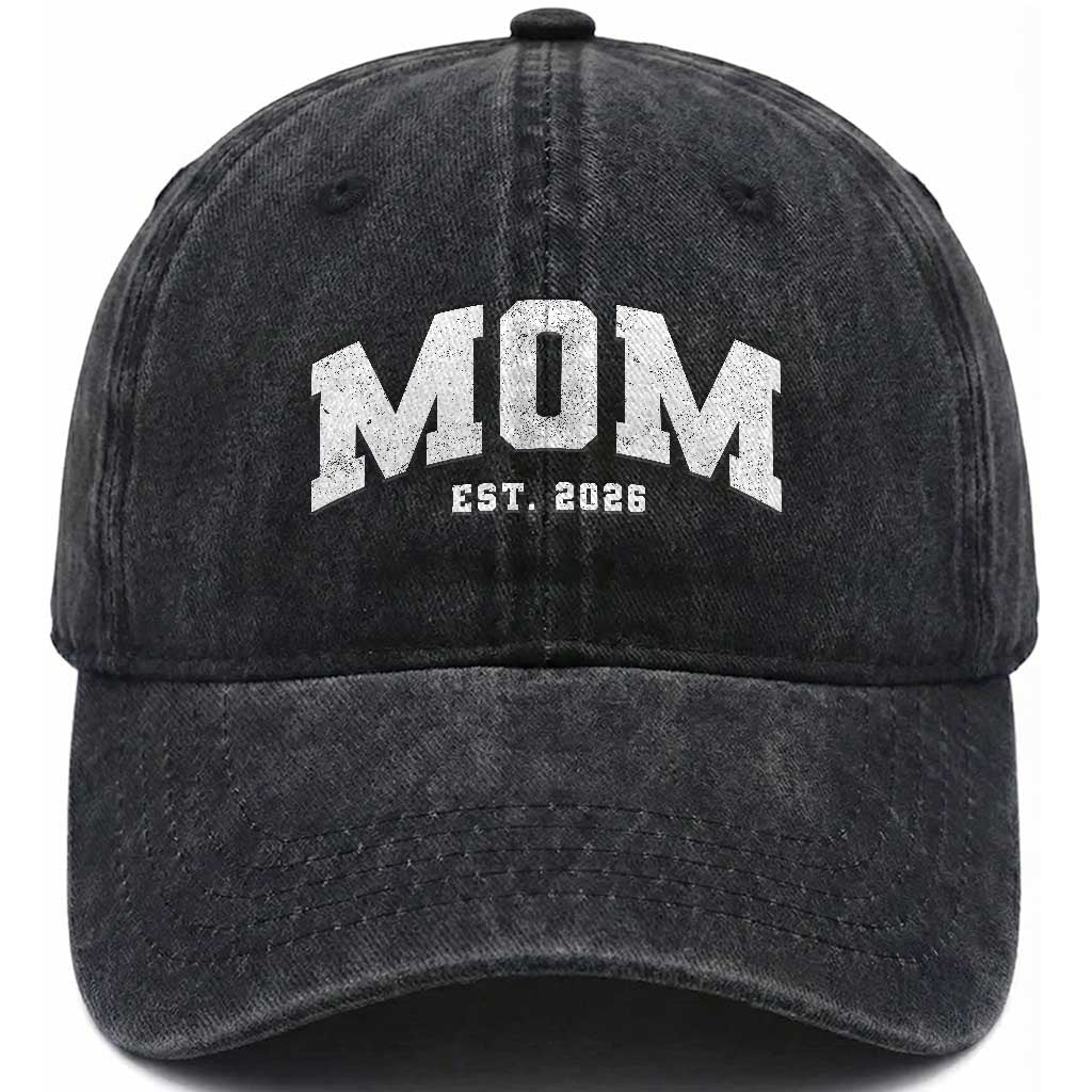 Mom Est 2026 Washed Cotton Baseball Cap Promoted To Mommy Mother's Day